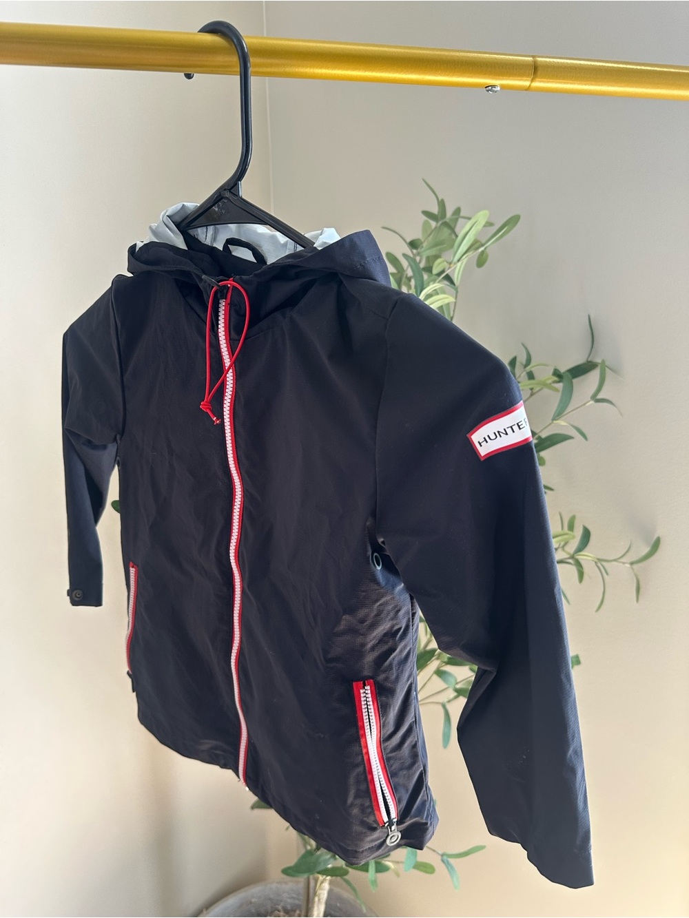 Hunter Black Waterproof Hooded Jacket with Red Trim 4T